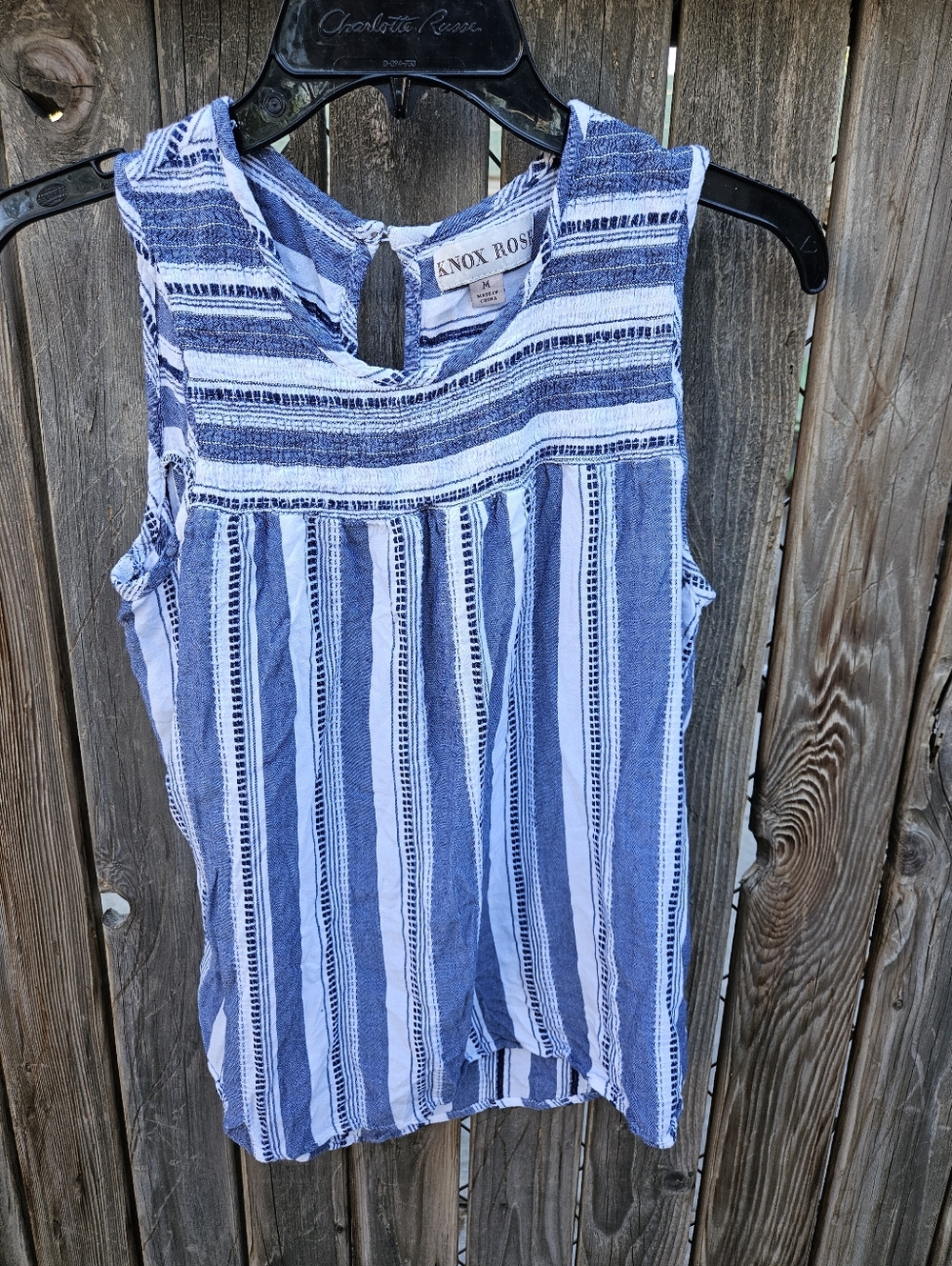 Knox Rose Navy and White Striped Sleeveless Tank Women Size M
